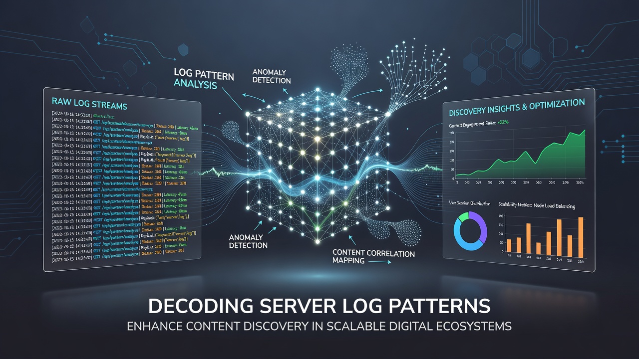Visualization of server log patterns highlighting content discovery trends in a scalable ecosystem